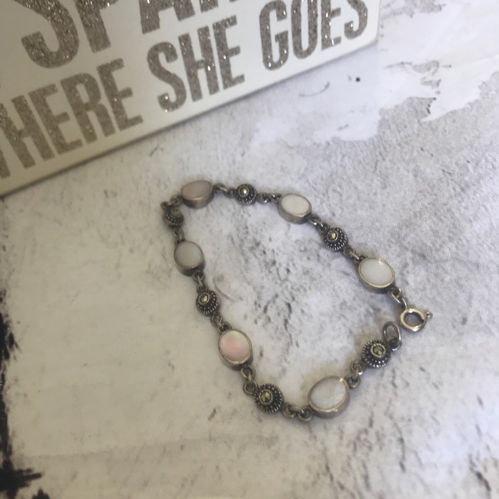 Sterling MOP Marcasite Bracelet